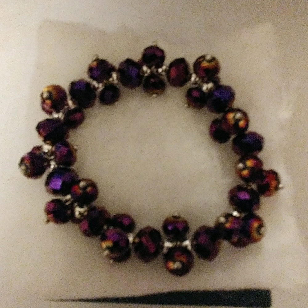 Purple Metallic Crystal Bracelet - Picture 4 of 8